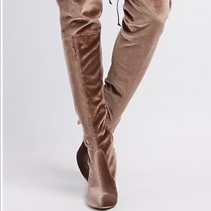 Velvet over the knee boots